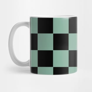 Tea Green and Black Chessboard Pattern Mug